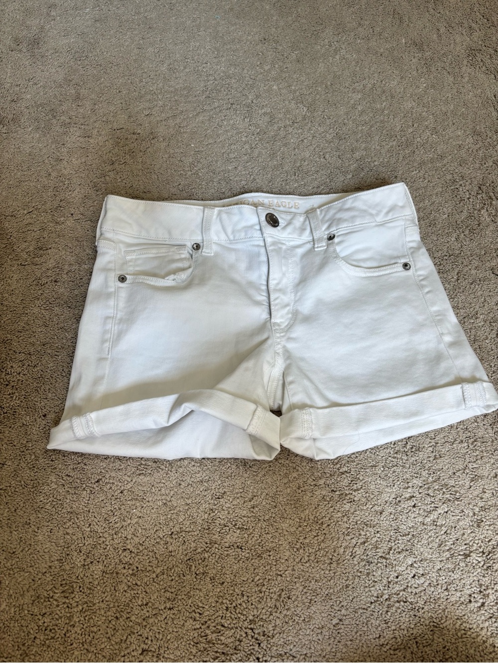 American Eagle Outfitters White Rolled Hem Denim Shorts